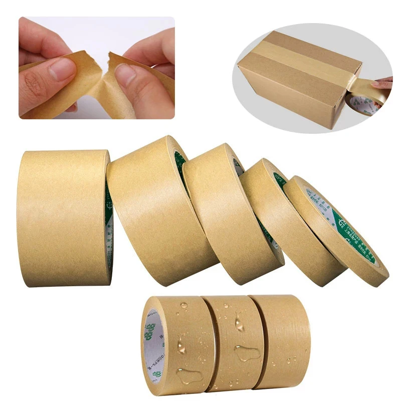 

23M/Roll Kraft Paper Tape Sealing Self Adhesive Tape Brown Waterproof Car Painting Shelter Mounting Album Photo Frame