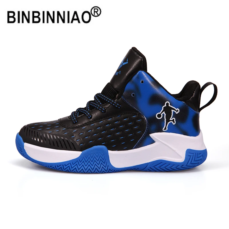 

BINBINNIAO 2022 Size 31-39 Children Boys Brand Leather Basketball Shoes Kids Sports Sneakers Child Basket Trainer tenis de niña