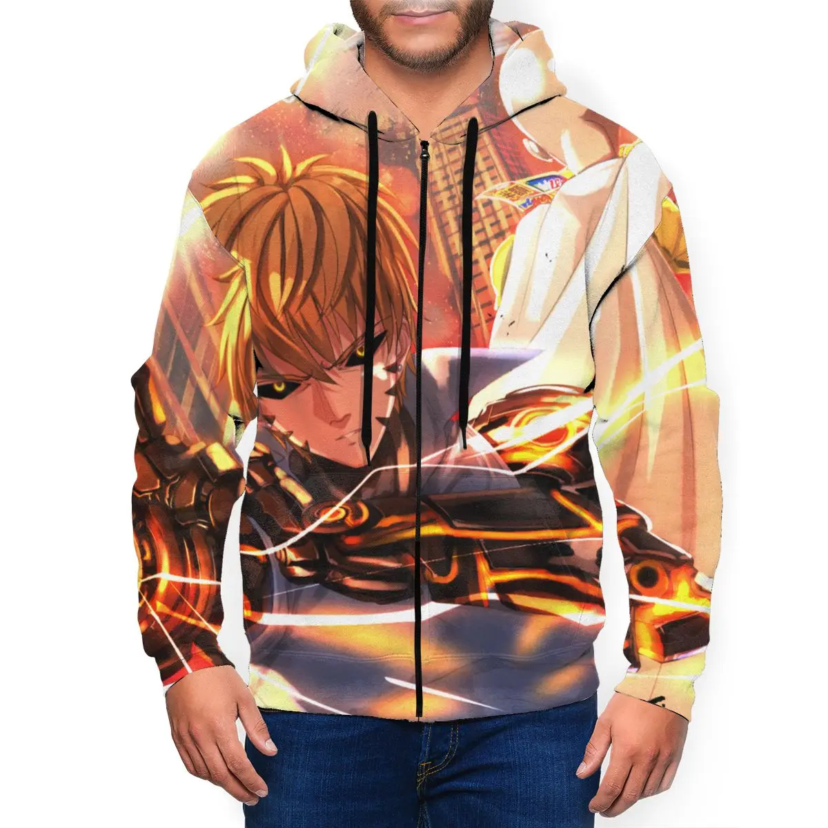 

One Punch Man Anime 3D Printed Zipper Hat Hoodie for Men Women Fashion Fall Sweaters