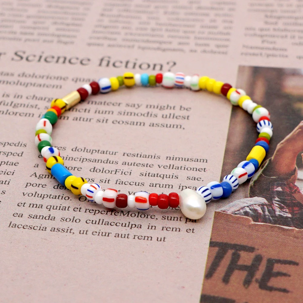 GO2BOHO браслет из пресноводного жемчуга радужные браслеты макраме для женщин