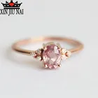 Милое модное эллиптическое ювелирное изделие, женское кольцо с розовым цирконием, CZ кольцо на палец, лучший подарок для девушки, свадебные ювелирные изделия, женские кольца