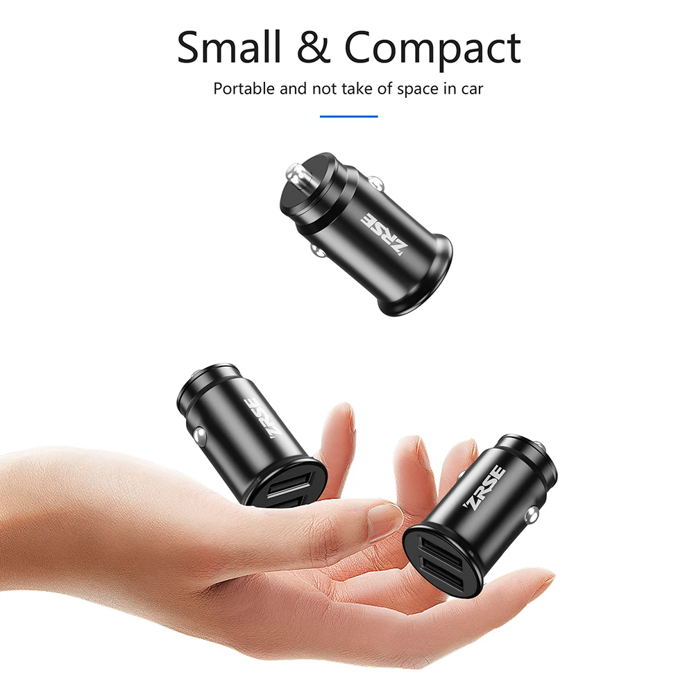 ZRSE 4.8A Mini USB Car Charger Fast Charging Dual Car-Charger For iPhone Samsung S7 S8 S9 Mobile Phone Tablet Adapter in | Мобильные