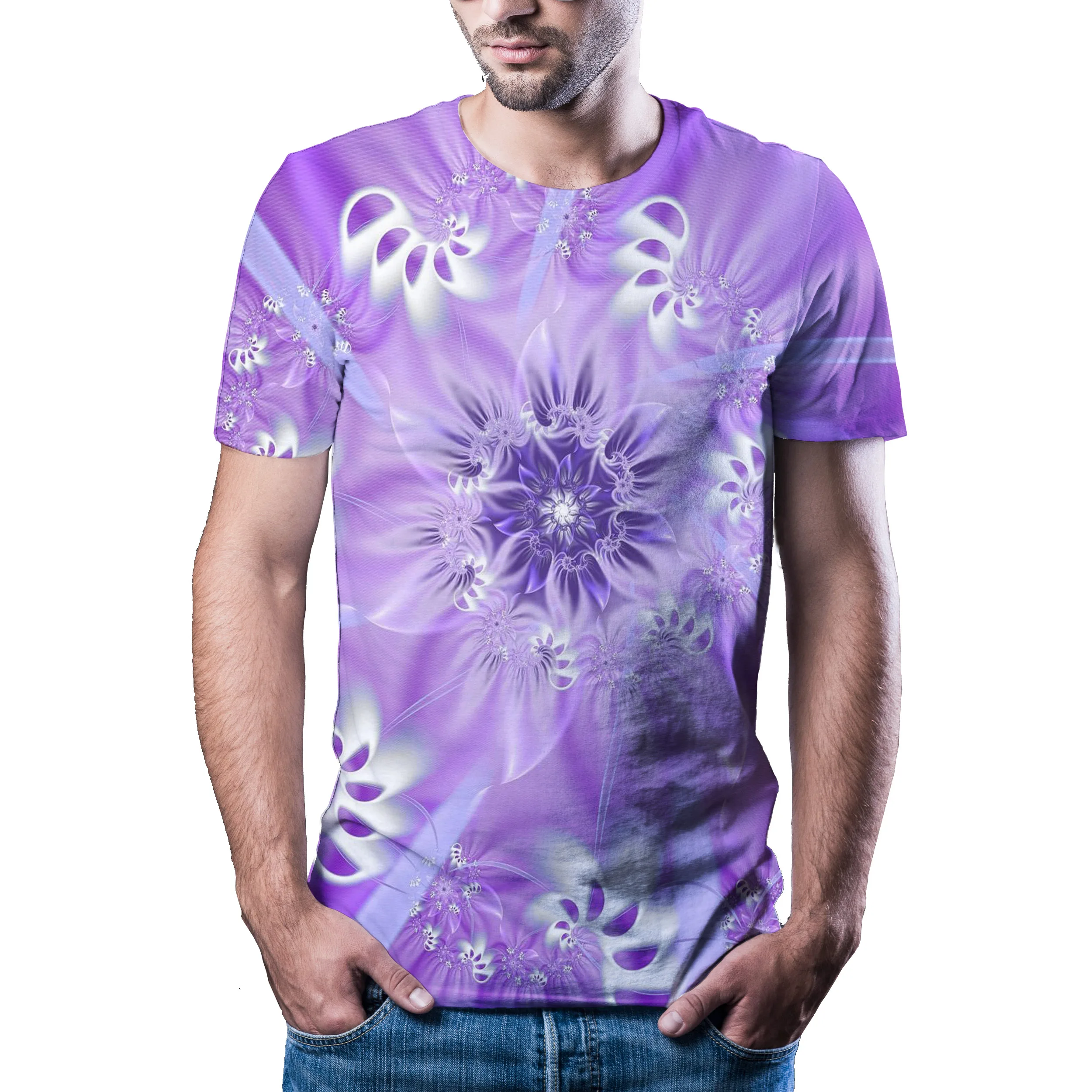 

2020 hottest summer new 3D visual hypnosis T-shirt men's casual Harajuku brand short-sleeved shirt color printed T-shirt Asian