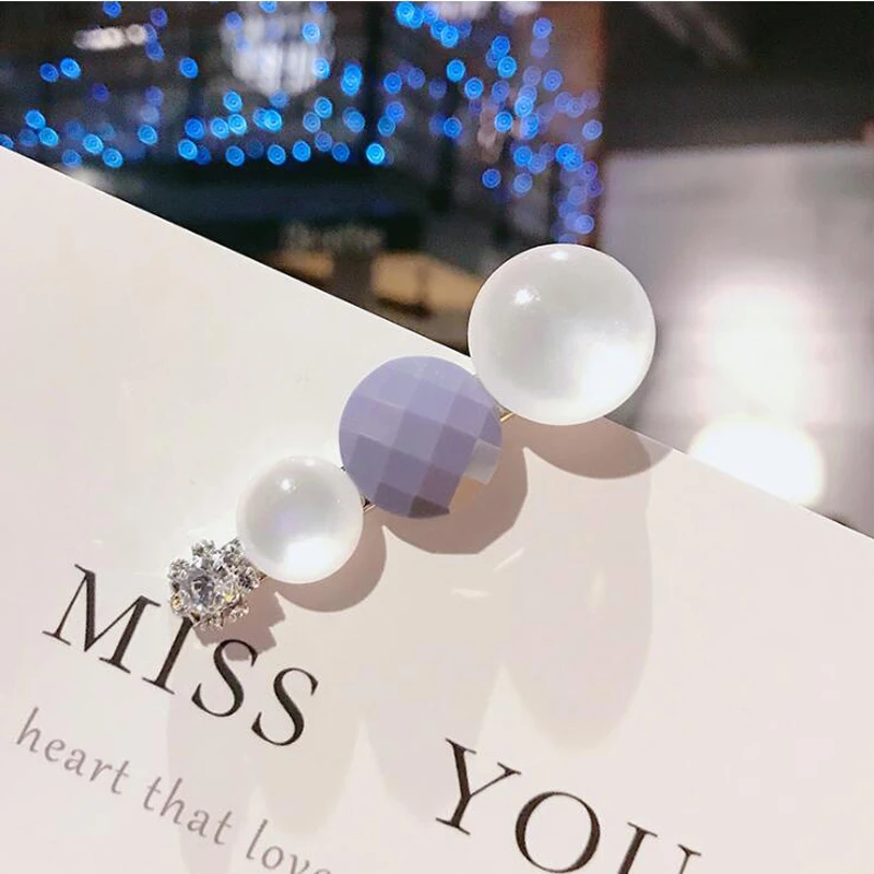 

2pcs/set Korea Style Bling Pearl Crystal Beads Metal Hair Clip Hairband Bobby Pin Barrette Hairpin Headdress Beauty Accessory
