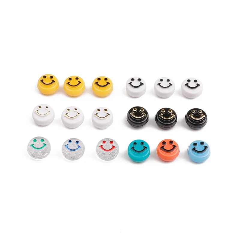 

50pcs/Lot 10mm Oval Shape Acrylic Spaced Beads Smile Face Beads For Jewelry Making DIY Charms Bracelet Necklac