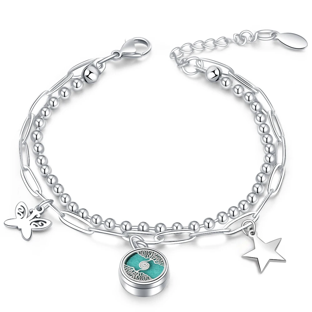 Женский ювелирный браслет с пятиконечной звездой и бабочкой | Украшения