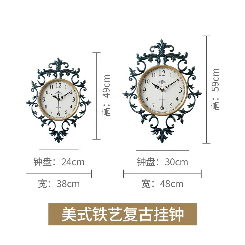 

Vintage Luxury Wall Clock European Metal Creative Loft Style Art Wall Clock Silent Antique Reloj Pared Grande Home Decor DE50ZB