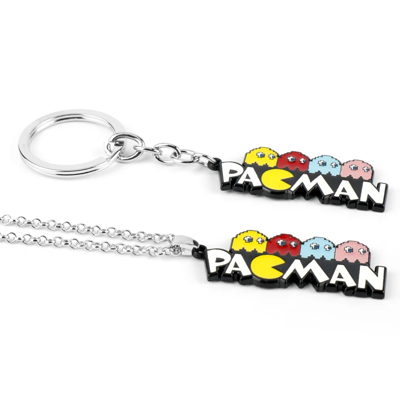 Classic Game Jewelry Pacman Keychain Enamel Metal Key Ring Women Men Funny Trinket Key Chains Pendant Keyfob Gift images - 6