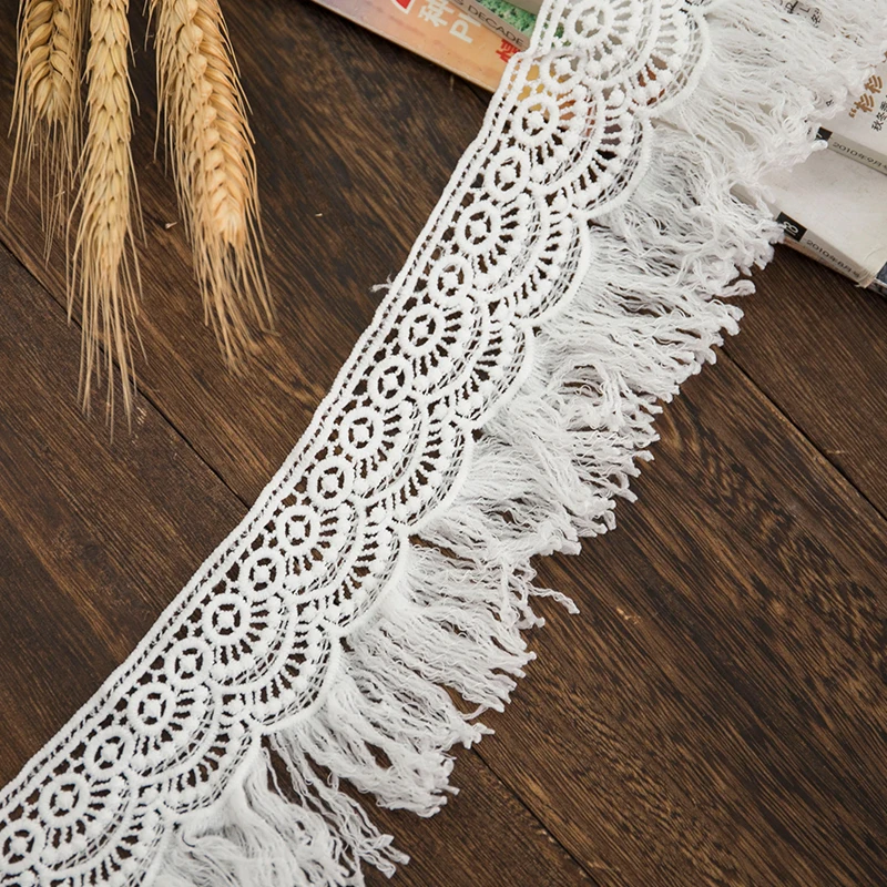 Высококачественная кружевная ткань 2020, белая кисточка для изготовления одежды, рукоделия, сделай сам, кружевная отделка ручной работы, ширина 8 см, украшение одежды