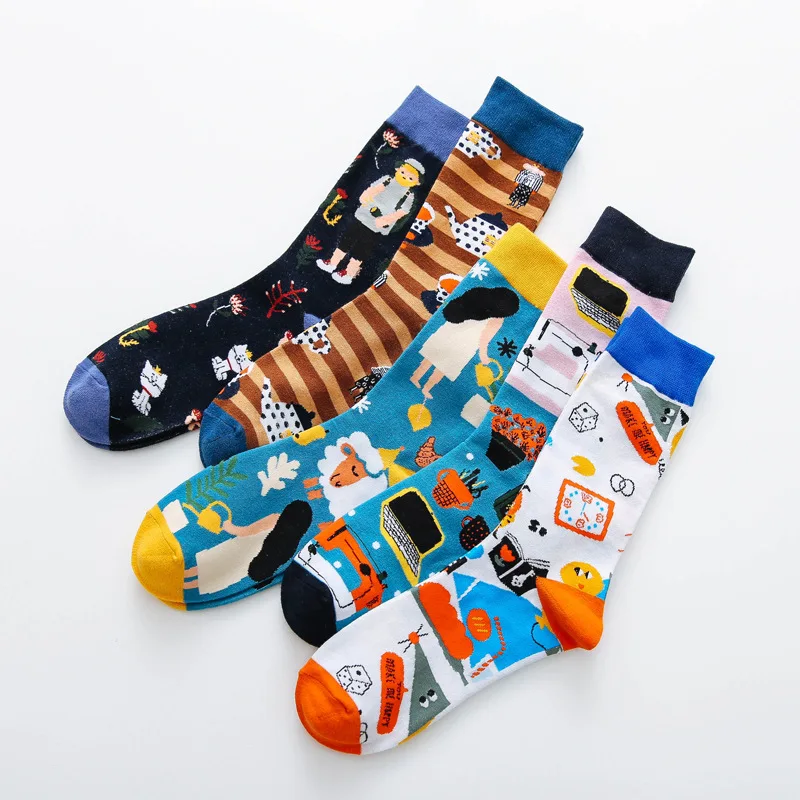 20 Patterns Fashion Women Creative Cotton Street Happy Socks Girls Female Funny Fantasy Casual Novelty Party Gifts Dress Sox