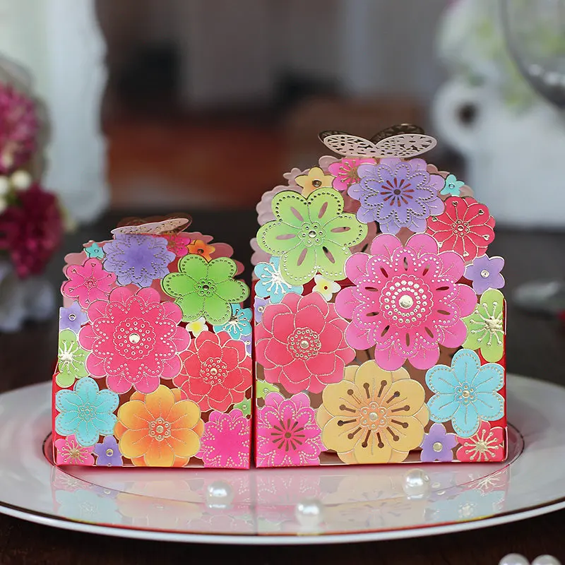 50 штук свадебные сувениры креативная Подарочная коробка цветок бабочка лазер