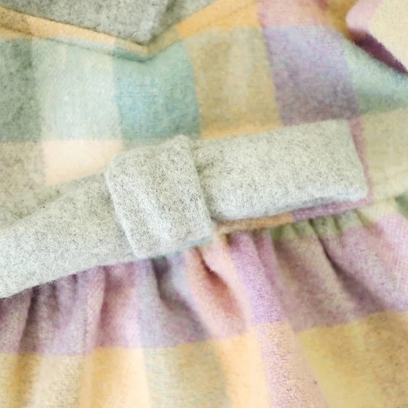 Одежда для домашних животных; сезон осень-зима; милое разноцветное шерстяное платье; куртка на пуговицах для маленьких собак и девочек