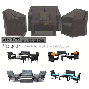 Пылезащитный чехол для мебели разных размеров, водонепроницаемый чехол для мебели из ротанга, кубического стола, стула, дивана, сада, патио - изображение