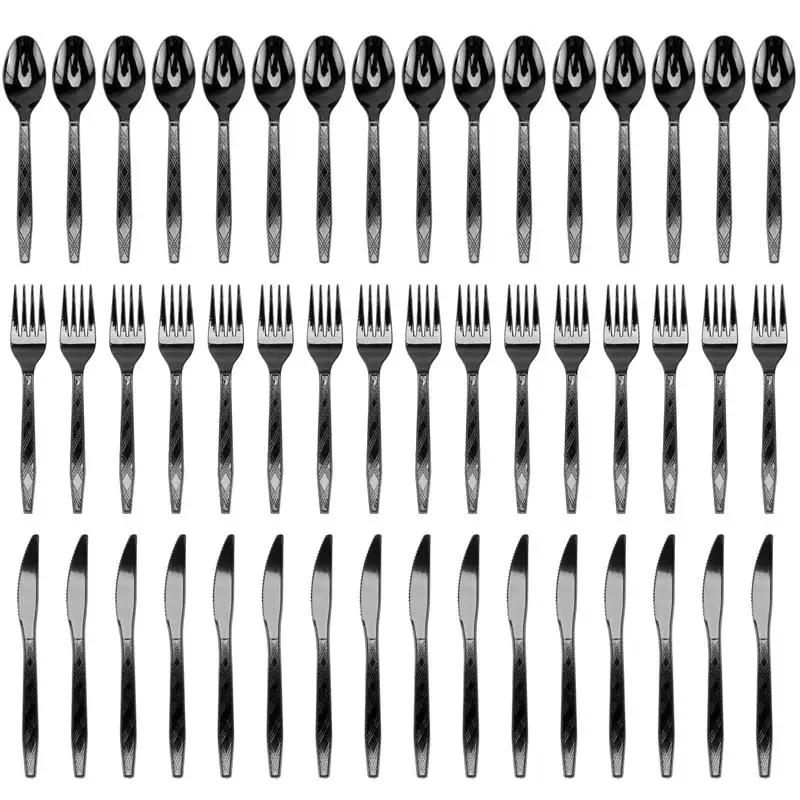 144 шт. пластиковые золотистые столовые приборы вилка ложка|Одноразовая посуда