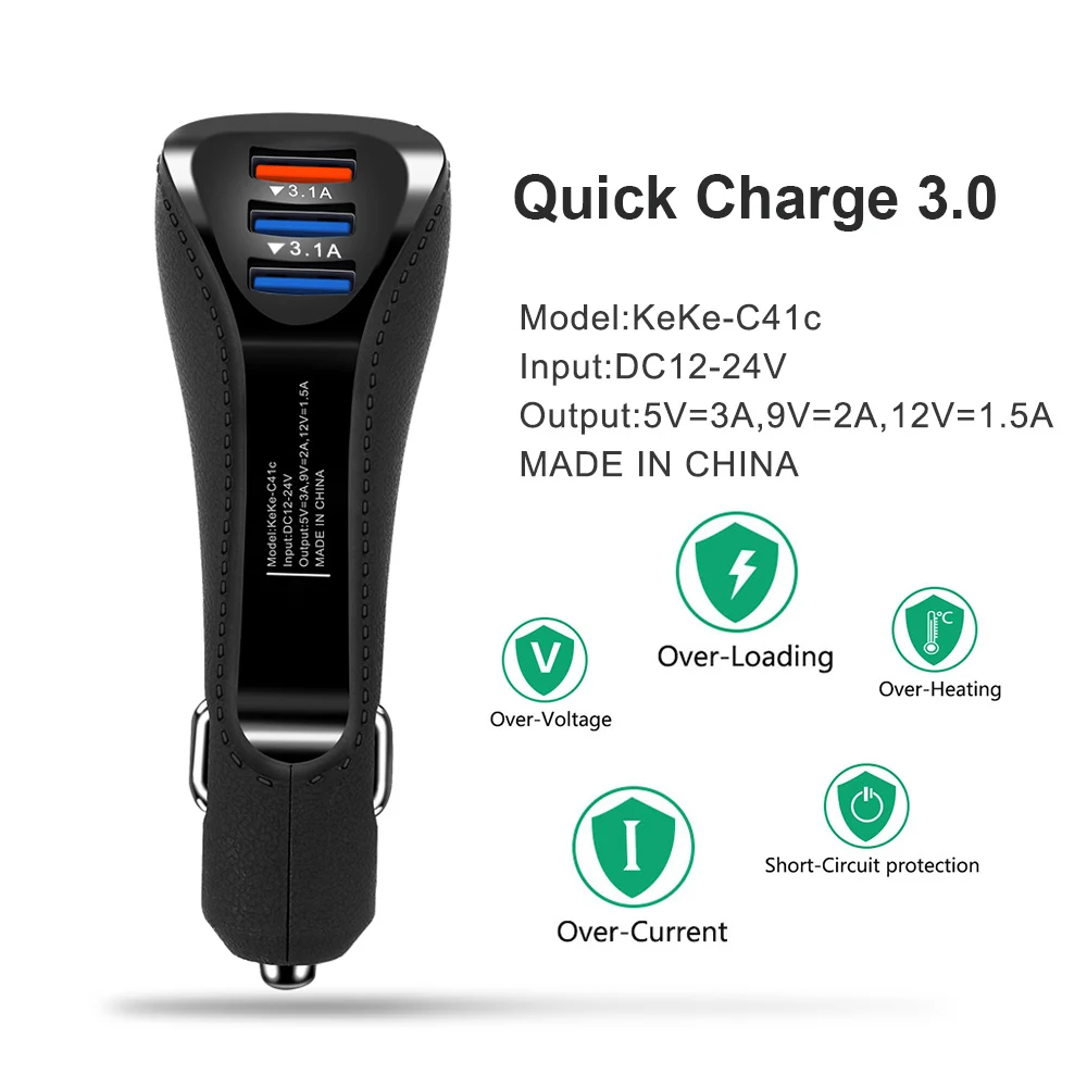 3.1A 3 USB Car Chargers for iPhone 6 Galaxy S10 Xiaomi Huawei LG Nokia Sony Smartphone Car-charger Adapters For Charging in | Мобильные