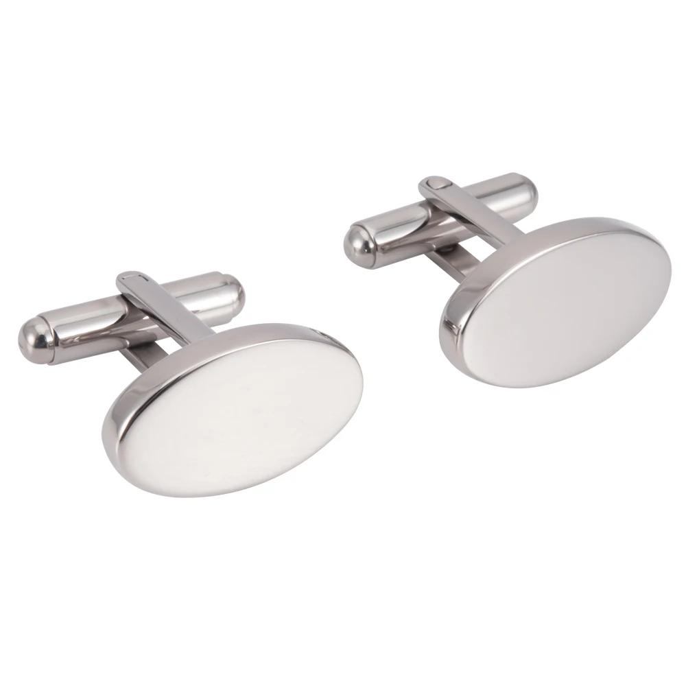 

Wollet Jewelry personalise Oval Cufflinks for Men Mens Shirt Simple Cuff Links Business Wedding Gifts 316L Stainless Steel