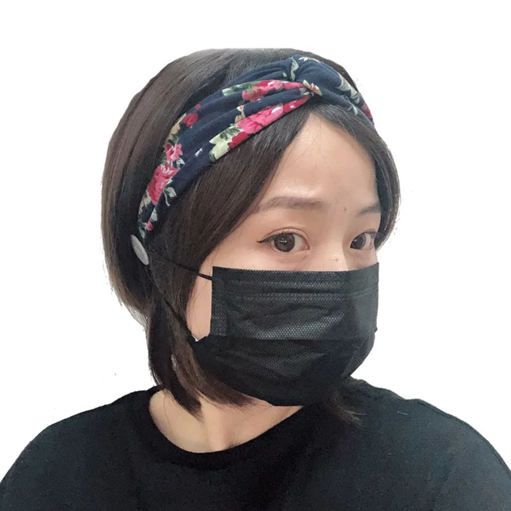 Маска для лица повязка на голову маски с пуговицами эластичная защиты ушей