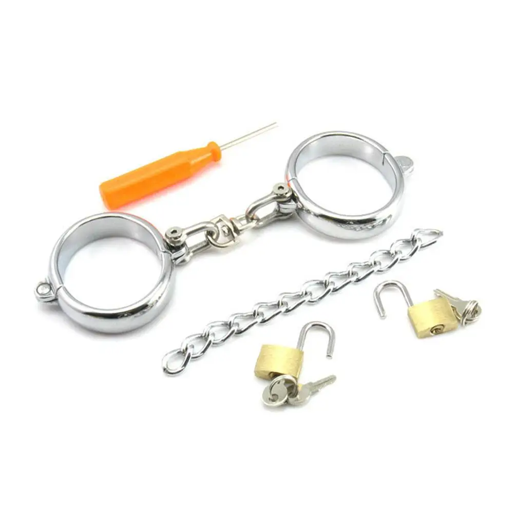 Наручники из нержавеющей стали манжеты на лодыжку с цепью невидимый замок