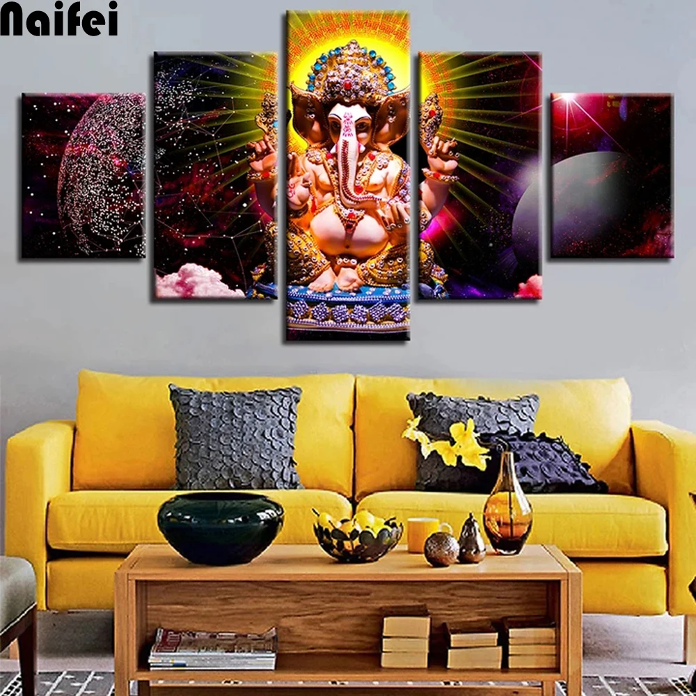 

Lord Ganesha 5 Piece Multi Panel 5D DIY Diamond Painting religion Full Square Rhinestone Diamond Mosaic Diamond Embroidery Sale