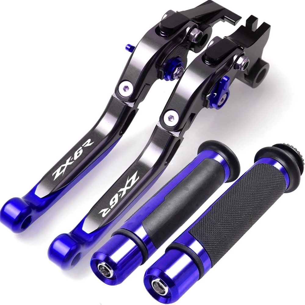 P WITH LOGO blue Ручка тормоза мотоцикла CNC Aliuminum Регулируемый рычаг тормоза сцепления ручка для Kawasaki ZX6R 2000 2001 2002 2003 2004 ZX-6R - Цвет: P WITH LOGO blue