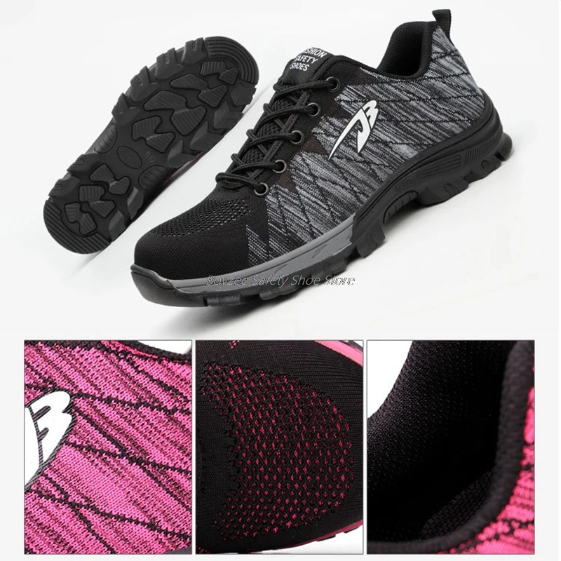 

Men Boots Safety Shoes Men Indestructible Work Sneakers Steel Toe Shoes Mesh Breathable Work Shoes Safety Boots Men Sneakers