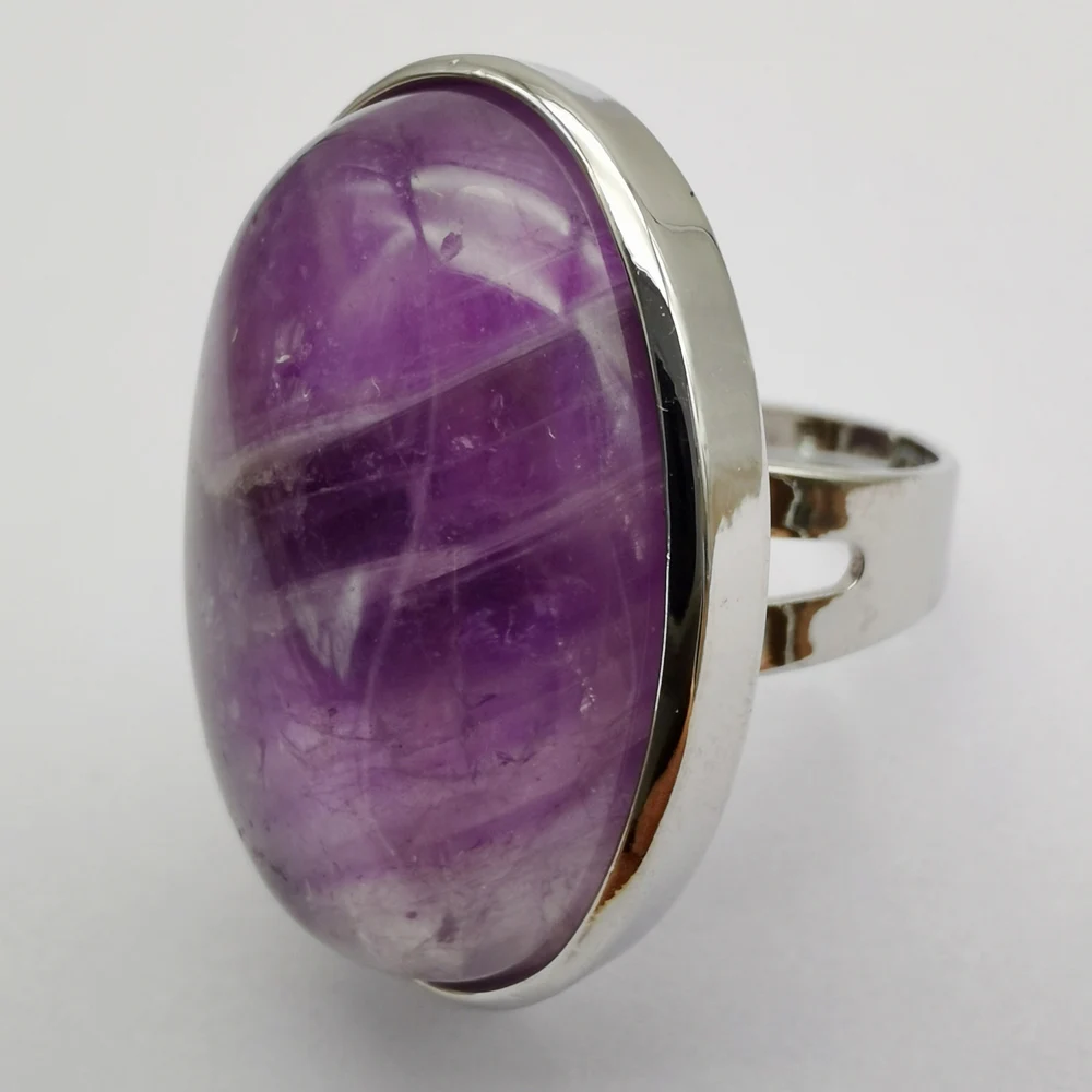 Amethyst Лабрадорит унакит эпидот Howlite Родонит Howlite камень Сердолик Овальный драгоценный камень палец кольцо Размер 8 ювелирные изделия для женщин подарок 1 шт - Цвет основного камня: Amethyst