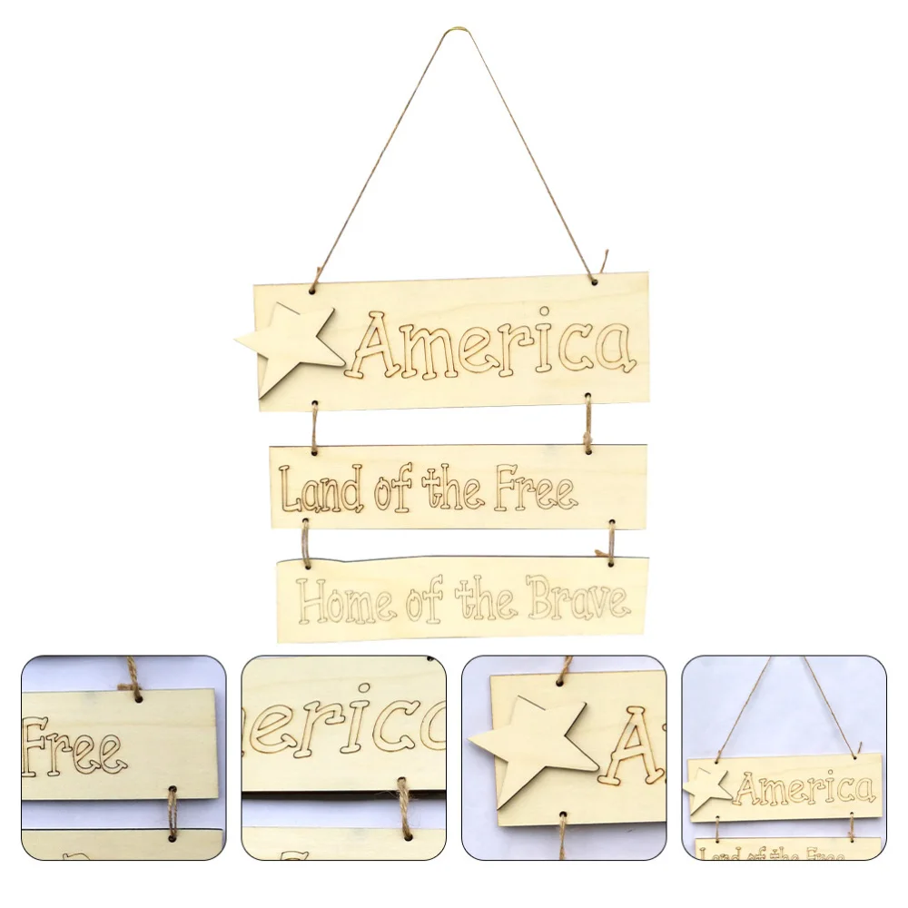 

1Pc Independence Day Wooden Ornament Wall Decoration Patriotic Wooden Adornment