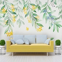 custom mural hand painted watercolor floral leaves bedroom living room sofa tv background self adhesive waterproof wallpaper 3d