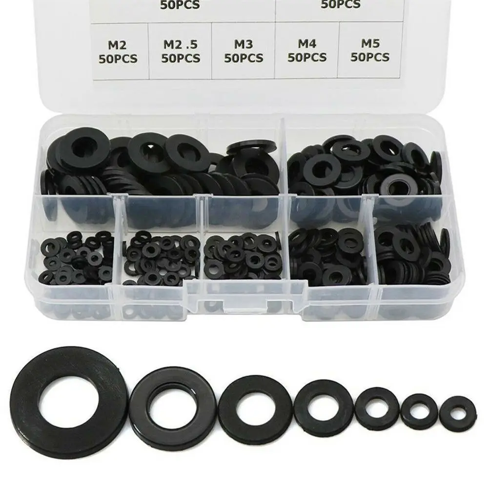 Gasket Insulation Ring 7 Sizes M2 M25 M3 M4 M5 M6 M8 Screw Bolt Nylon Flat Washer Assortment Kit | Обустройство дома