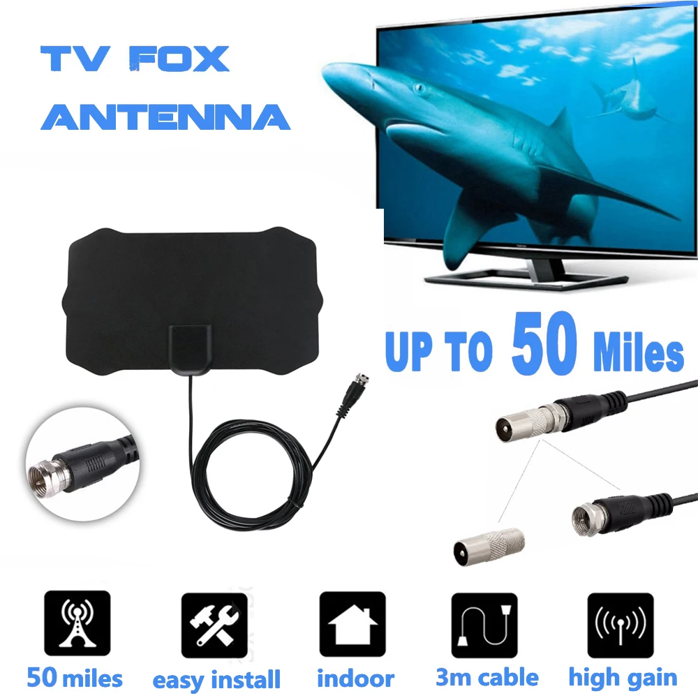 Усиленный HD цифровой ТВ антенна дальнего радиуса действия Приём в помещении