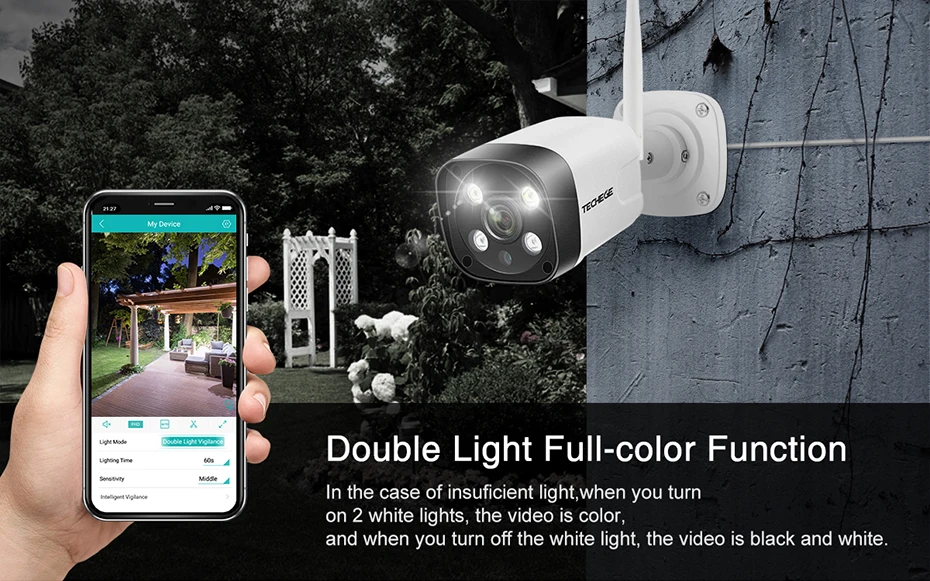 Techege, супер HD, 5MP, h.265, WiFi, проводная ip-камера, AI камера, обнаружение человека, двухстороннее аудио, водонепроницаемая ip-камера, бесплатный адаптер питания