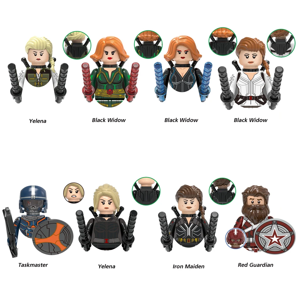 

Black Widow Series Taskmaster Yelena Red Guardian Iron Maiden Building Blocks Bricks Superhero Model Figures Toys Gifts