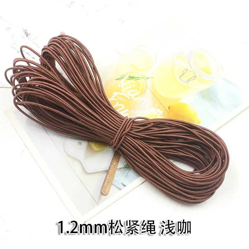 light brown Эластичный растягивающийся шнур диаметром 0,8 мм, Диаметр 1,2 мм, цветной хлопковый обернутый резиновый шнур для бисероплетения, растягивающийся шнур для изготовления ювелирных изделий своими руками - Цвет: light brown