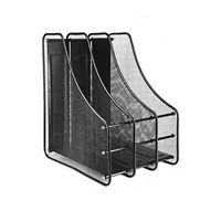3 compartment metal mesh magazine file holder desk book organizer document rack office accessory