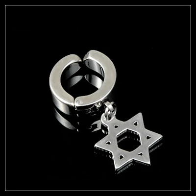 K4 silver Корейская унисекс черная титановая сталь Панк Крест Кафф Ушная клипса серьги для мужчин/wo мужчин ухо гвоздь серьги без пирсинга - Окраска металла: K4 silver