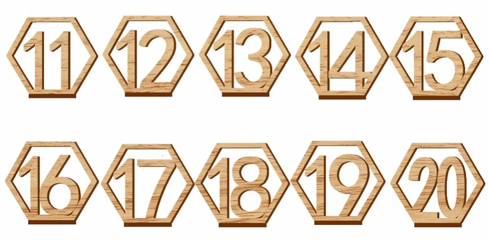 B- Number 11-20 20 шт./компл. деревянный номер сиденье карта вечерние указатели номер свадебного стола украшения дропшиппинг - Цвет: B- Number 11-20