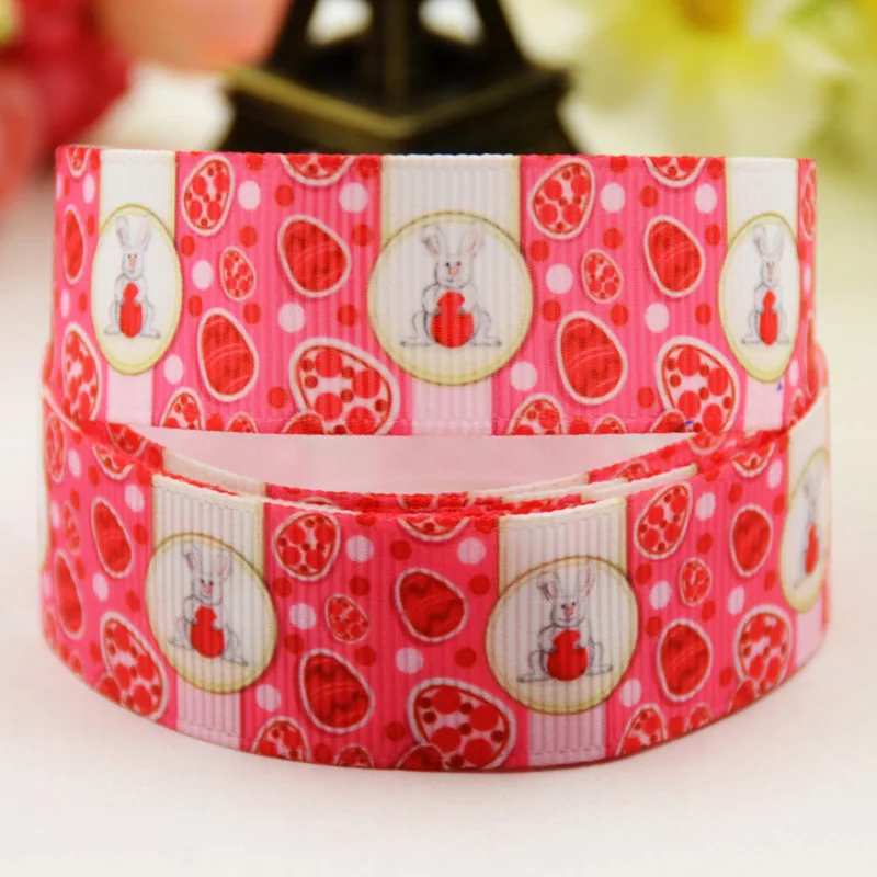 

22mm 25mm 38mm 75mm Easter Rabbit Cartoon Character printed Grosgrain Ribbon party decoration X-01315 10 Yards