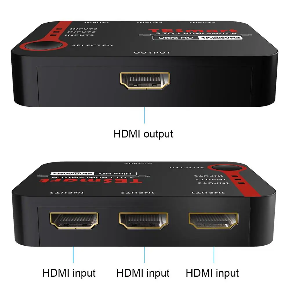 HDMI переключатель UltraHD 4K @ 60 Гц 3 в 1 для PS3/4 HDTV Xbox с поддержкой IRremote control и функциями HDR