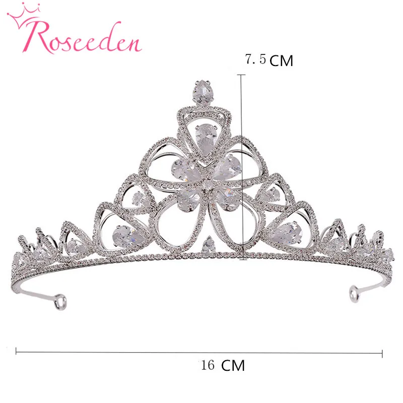 

NEW Classic Flower Princess Prom CZ Tiara Crown Hair Accessories Cubic Zircon Wedding Bridal Tiaras Hair Jewelry RE3766