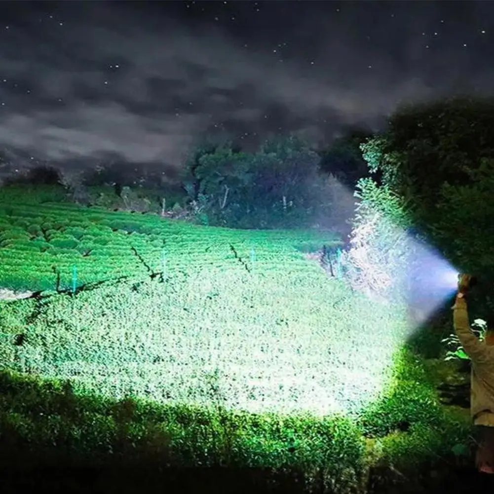 

Led Flashlight 200 to 500m Long Range Flashlight With Built-in Battery USB Flashlight Lantern Torch 4 Modes COB Work Light