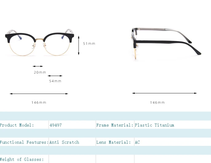 

49497 Metal Retro Cat Eye Glasses Frame Men and Women Optical Fashion Computer Eyeglasses Flat Mirror
