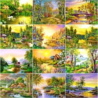 chenistory painting by numbers countryside landscape kits oil painting number canvas pictures nature scenery diy gift home decor