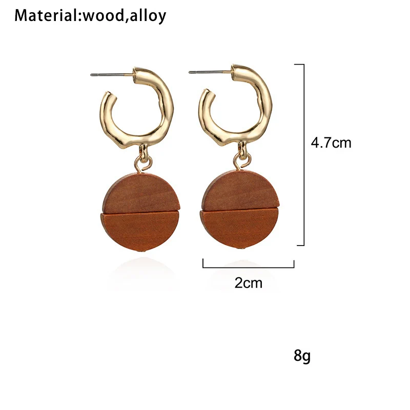 Cpop 2 вида цветов новые модные золотые деревянные серьги круглые серьги-подвески