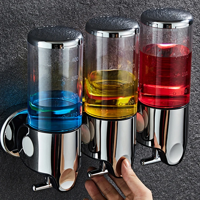 Luxury 1500ml SoapDispenser Wall Mount 3 Heads ABS Electroplated Shampoo Dispenser Punch Selection for Bathroom Accessories