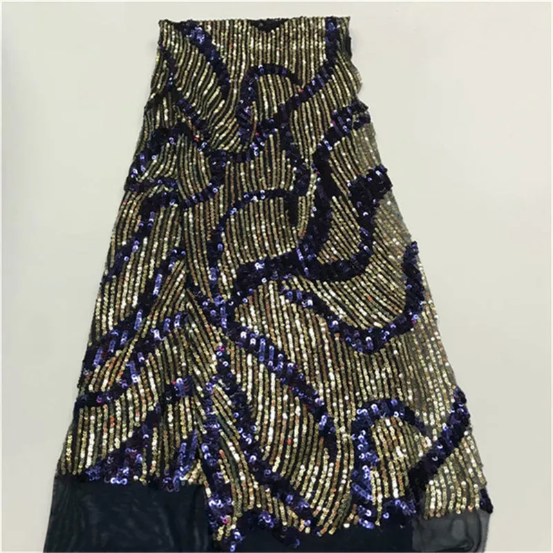 Африканская кружевная ткань 2019 Высококачественная французские блестки сетчатые