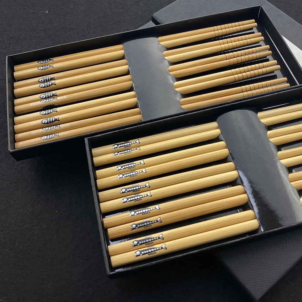 

Japanese-Style Household Tableware Reusable Chopsticks 5 Pairs Set Healthy Bamboo Chopsticks Pointed Chopsticks Bamboo Tableware