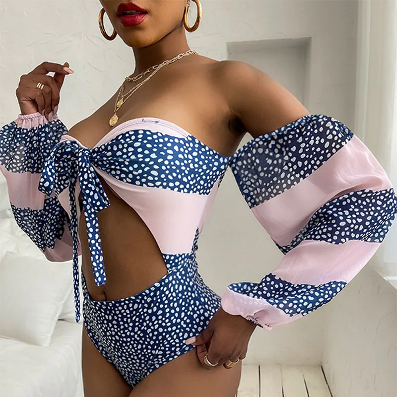

Summer Hollow Out Patchwork Striped Bikini Swimwear Women Brazilian Cover Up Beachwear Swimsuit Sexy Bowknot Bandeau Bikini Set
