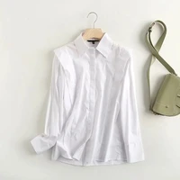 davedi autumn england high street vintage pleated loose splicing white casual blouse women blusas mujer de moda 2022 shirt top