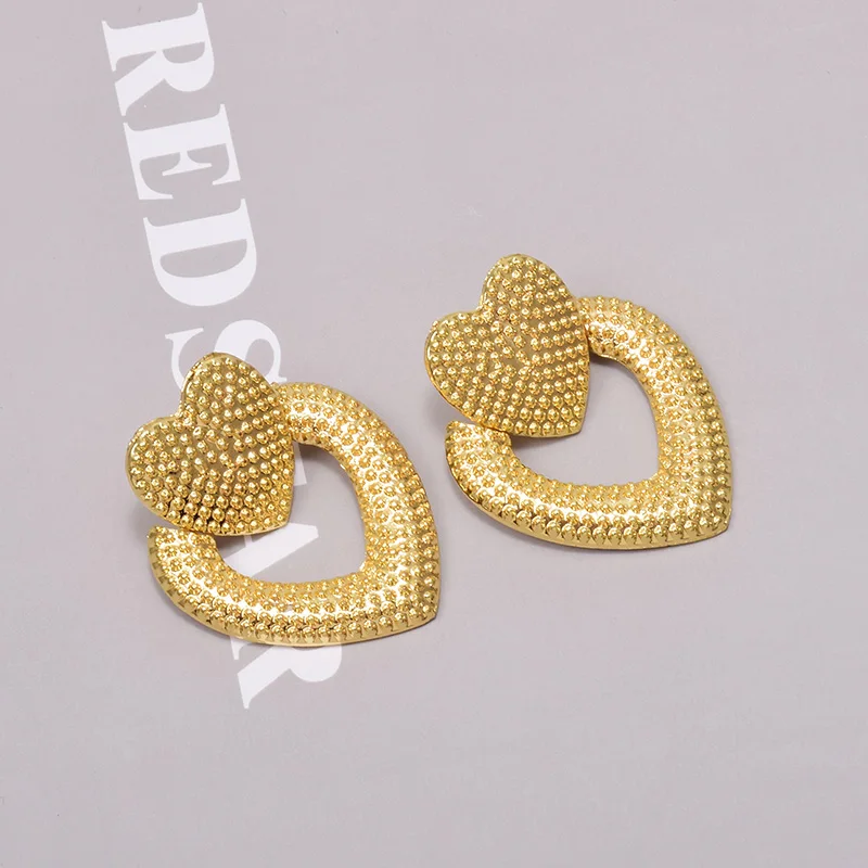 Женские Висячие серьги-подвески в форме сердца золотого и металлического цвета