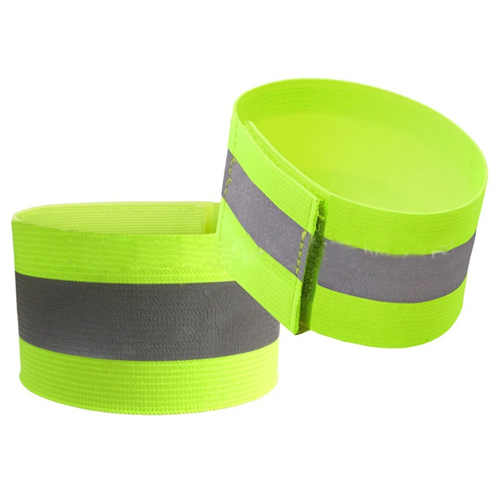 Светоотражающие защитные нарукавники повязки на лодыжку флуоресцентный зеленый